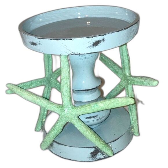 STARFISH Pillar Candle Holder Nautical Beach Coastal 5.5 x 4.5 inches - Picture 1 of 7